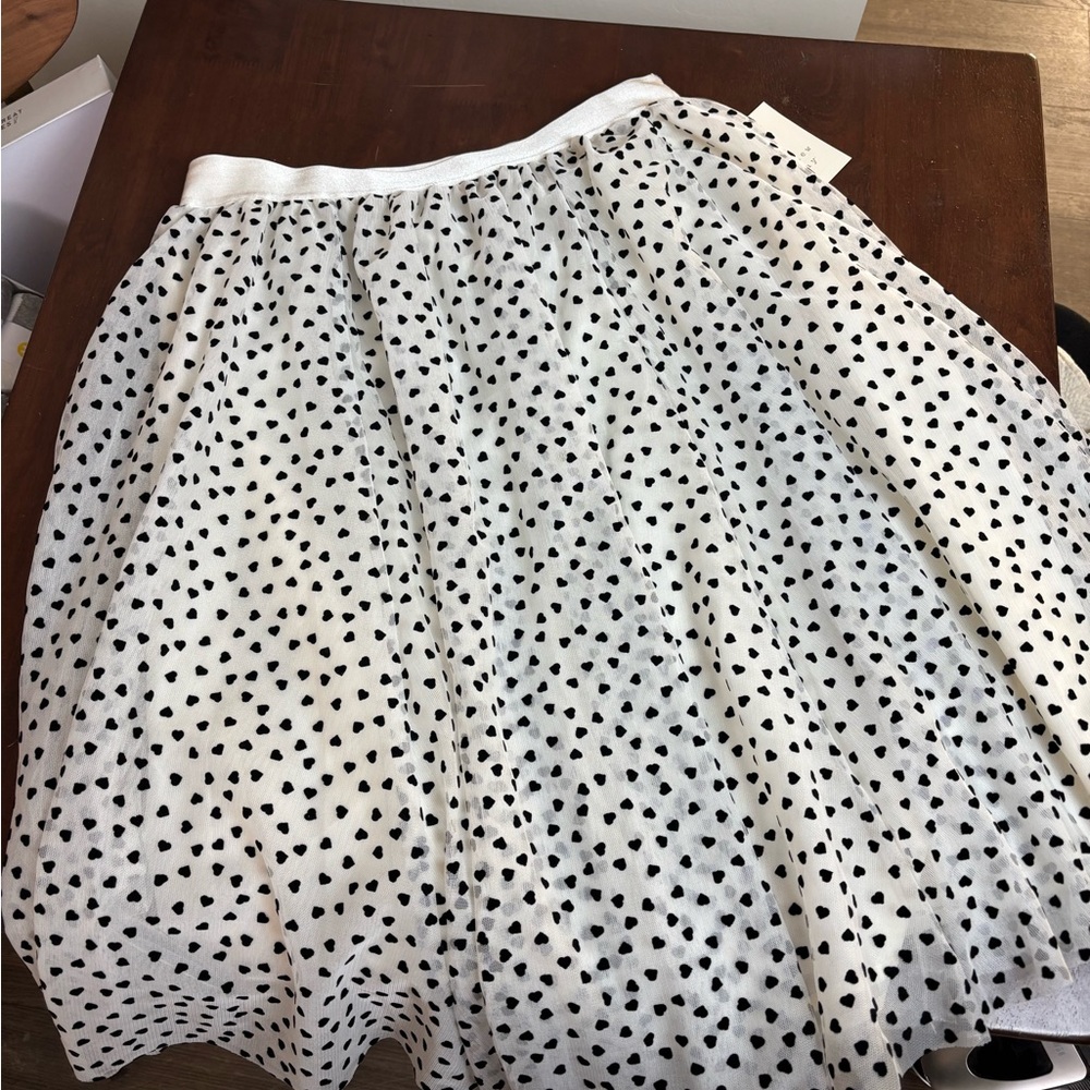 Polka Dot Heart Skirt in Black and White